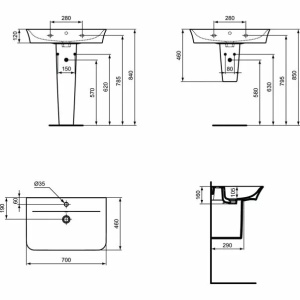 Lavoar suspendat Ideal Standard Connect Air Curve 70x46 cm - Img 2