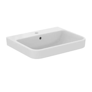 Lavoar suspendat Ideal Standard i.life B alb lucios SmartGuard 50 cm cu orificiu baterie si preaplin - Img 1