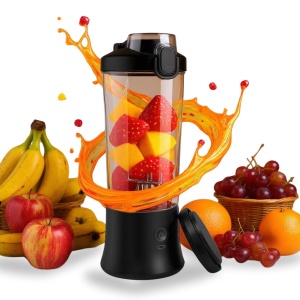 Mini Blender Portabil Seve Shop 6 in 1, Baterie 4000 mAh, Incarcare USB-C, Negru, 400ml