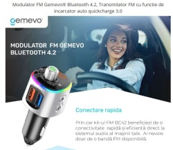 Modulator FM Gemevo® Bluetooth 5.0, Transmitator FM cu functie de incarcator auto quickcharge 3.0 - Img 6