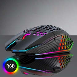 Mouse Wireless Profesional pentru Home & Office ODISSEY LIFE®, Reincarcabil, Iluminare RGB, 9 Butoane, Black - Img 2