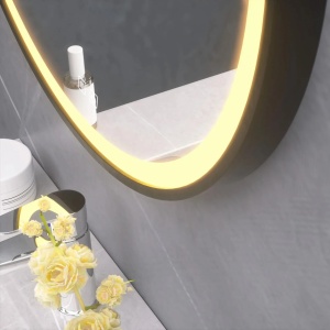 Oglinda rotunda LED suspendata pe curea 80 cm - Img 10