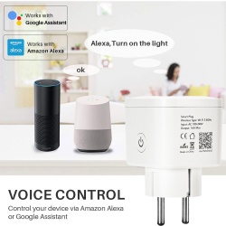 Priza Smart SeveShop®, Wi-Fi, 10A, Monitorizare Consum Energie, Control Vocale prin Amazon Alexa si Google Assistant, Tuya App, Compatibil Android/iOS, Programare si Timer pentru Dispozitive, Control de la Distanta, 220-240V, Alb - Img 2
