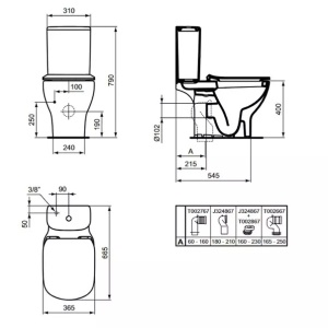 Rezervor pe vas wc Ideal Standard Tesi negru mat cu alimentare inferioara - Img 4