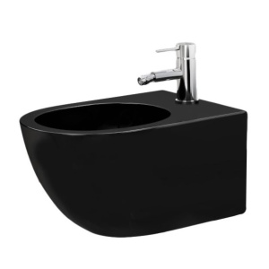 Set Bideu si Vas WC REA CARLO Mini Rimless, Suspendat, Ceramica Sanitara, 49 X 37 X 35.5 cm, Capac Soft-Close Inclus, Negru Lucios - Img 4