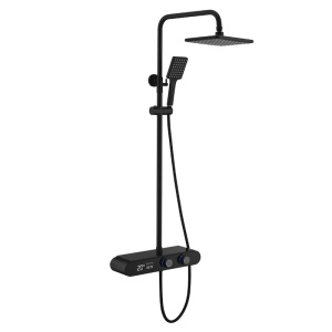 Set de dus PRO cu termostat incorporat , Dus cu efect de ploaie, Culoare Negru