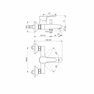Set format din baterie lavoar, cu baterie cada si set dus PRO IDEAL STANDARD ALPHA - Img 3