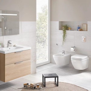 Set vas wc cu capac softclose si bideu Grohe Euro Ceramic Rimless Triple Vortex suspendat - Img 2