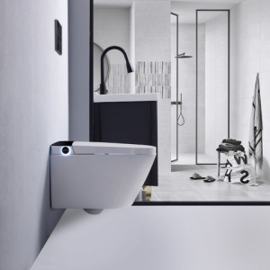 Set vas WC Smart ,cu functie bideu, Buton Negru, cadru inclus - Img 2
