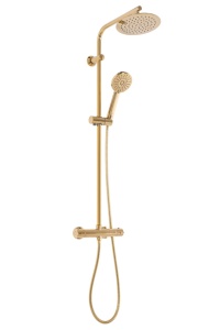 Sistem Complet Cu Termostat De Dus REA BLISS L. GOLD , Montaj Pe Perete, Para Rotunda Tip Ploaie 20 X 20 Cm, 2 Functii , Finisaj Auriu - Img 9