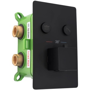 Sistem Complet De Dus REA FENIX DAVIS BLACK + BOX, Montaj In Perete, Para Patrata Tip Ploaie 30 x 30 Cm, 2 Functii De Curgere A Apei, Negru - Img 8