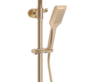Sistem Complet De Dus REA TOM Montaj Pe Perete, Para Dreptunghiulara Tip Ploaie 25 x 17 Cm, 2 Functii De Curgere A Apei, Inaltime 120 cm, Auriu - Img 3