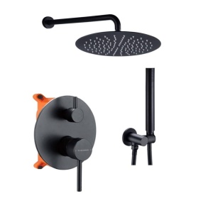 Sistem de dus PRO Costa Black, montaj incastrat in perete, ploaie de dus, 2 functii, finisaj negru mat - Img 7