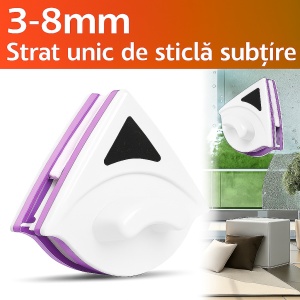 Stergator Geam Magnetic, SeveShop®, Aparat Spalat Geamuri, Pentru Geamuri Termopan 18-30 mm, Racleta Geamuri Duble Cu Sistem Magnetic Puternic, Curata Ambele Fete Simultan, Stergator Geam Cu Maner Ergonomic, Snur Siguranta, Mov - Img 5