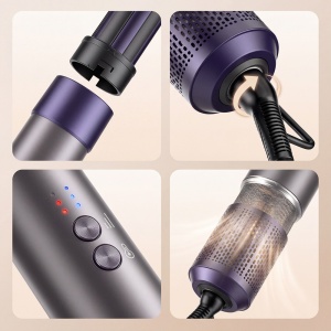 Uscator Par SeveShop® 7 In 1, Feon, Ondulator Automat, Uscator Par Cu Motor 1500W, Perii Styling Pentru Volum, Ondulator Automat Auto-Wrap, Perii Styling Pentru Indreptare, 4 Trepte Temperatura, 3 Viteze Aer, Ionizare Anti Frizz, Mov - Img 3