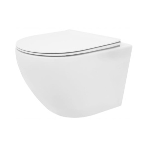 Vas WC PRO 1216S RIMLESS suspendat, ceramica sanitara, 50 x 37 x 36 cm, scaun duroplast slim, Alb