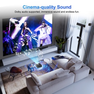 Videoproiector Inteligent Portabil, SeveShop® HM102, Full HD 1080p, Suport 4K, WiFi, Bluetooth, Android, iOS, Screen Mirroring, Autocorectie Keystone, Stand Reglabil 360°, Boxa 5W, Consum Redus, Design Compact, Negru - Img 6