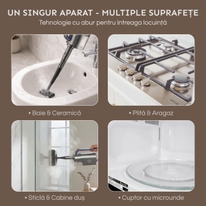 Aparat Curatat Aburi SeveShop® SC-06 1200W, Mop Cu Aburi Portabil 7 m Cablu, Incalzire Rapida 15s, Mop Electric Multifunctional 400ml, Abur, Curatare Fara Detergenti Pentru Gresie, Parchet, Covoare, Aparat Curatat Aburi Profesional, Galben - Img 3