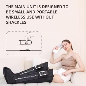 Aparat de Masaj Pentru Picioare SeveShop®, Compresie Cu Aer 360°, 5 Airbaguri, 3 Programe, Intensitate Reglabila, Afisaj Electronic, Baterie 2000 mAh, Incarcare USB-C, Portabil Wireless, Drenaj Limfatic, Relaxare Musculara, Negru - Img 2
