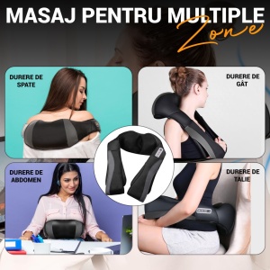 Aparat Profesional pentru Masaj SeveShop, Masaj Shiatsu 3D cu Functie de Caldura, 8 Noduri de Masaj Bidirectionale, Viteze Reglabile, Terapie cu Infrarosu, Design Ergonomic, Pentru Spate, Gat, Umeri, Corp, Negru Obsidian - Img 6