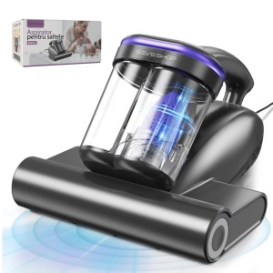 Aspirator Antiacarieni, SeveShop®, Aspirator Cu Filtru HEPA Lavabil, Motor 500W, 16000Pa, Vibratii Deprofundare, Lampa UV-C 253.7nm, Incalzire Aer, Aspirator Ideal Pentru Saltele Si Canapele, Usor De Manuit, Aspirator Cu Actiune Profunda, Negru - Img 1