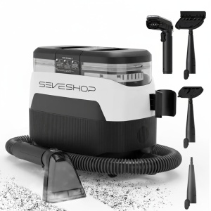 Aspirator Cu Spalare 4 In 1 SeveShop® C6 Max, Aspirator cu Aburi, Aspirator Cu Spalare Multifunctional Pentru Covor Si Tapiterie, Rezervor Dublu 1.2L, Putere 1650W, Putere De Aspirare 12000Pa, Design Compact, Ideal Auto, Canapea, Gri