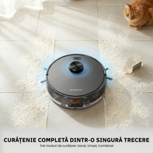 Aspirator Robot Inteligent 3 in 1, SeveShop® D65S Max Teendow, Robot Aspirare Cu Navigatie LiDAR 360°, Aspirator Inteligent 3 In 1 Cu Functie Mop, Putere 6000 Pa, Harti Multi Etaje, Control Prin Aplicatie Teendow Si Alexa, WiFi, Senzori Anticadere, Negru - Img 8