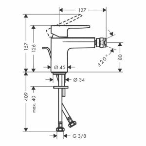 Baterie bideu Hansgrohe Vernis Blend monocomanda negru mat cu ventil Pop-Up - Img 2