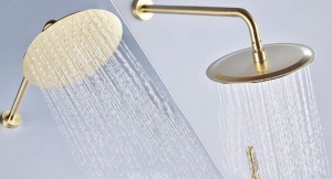 Baterie Dus REA LUNGO L. GOLD PLUS, Montaj Pe Perete, 2 Functii de Curgere, Finisaj Gold - Img 3