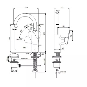 Baterie lavoar cu monocomanda si pipa pivotanta Ideal Standard Ceraplan BD235AA - Img 4