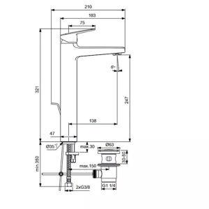 Baterie lavoar inalta cu monocomanda Ideal Standard Ceraplan BlueStart BD277AA - Img 3