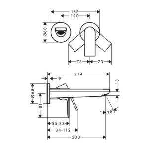 Baterie lavoar incastrata Hansgrohe Rebris E negru mat - Img 2