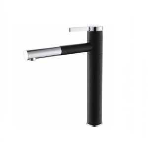 Baterie lavoar PRO ALTO High, Montaj pe chiuveta, Capat Ajustabil, inaltime 29.5cm, finisaj Negru