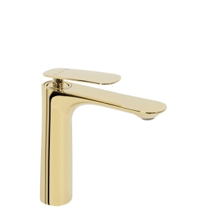 Baterie Lavoar REA BERG GOLD LOW, Montaj Pe Blat, Capat Fix, Monocomanda, Inaltime 16 Cm, Auriu - Img 1