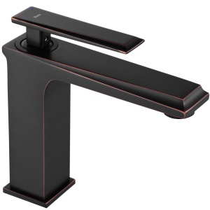 Baterie Lavoar REA ROMANO OLD BLACK LOW , Montaj Pe Blat, Capat Fix, Inaltime 16 Cm, Finisaj Negru Mat - Img 1