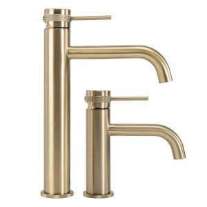 Baterie pentru baie REA LUNGO GRIP, Culoare Brush Gold, Low - Img 2