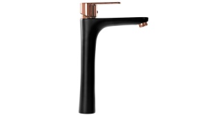 Baterie pentru lavoar REA MILD high,negru mat/auriu rose - Img 4