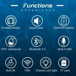 Boxa Portabila SeveShop E20, Rezistenta la Apa IPX67, Conectivitate Bluetooth Stabila, Sunet Puternic si Baza Profunda, Microfon Integrat pentru Apeluri, Autonomie Extinsa, Design Compact si Robust, Ideala pentru Interior si Exterior, Negru Electro - Img 6