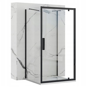 Cabina de dus 70x80x80 cm, Rapid Swing, echipata cu 2 pereti si usa batanta, finisaj Negru