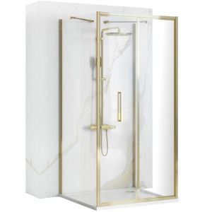 Cabina de dus 80x90x90 cm, Rapid Fold, echipata cu 2 pereti si usa pliabila, Auriu