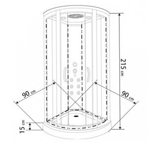 Cabina de dus cu hidromasaj, Cadita Semicirculara, 90x90 cm, Inaltime 215 cm - Img 6