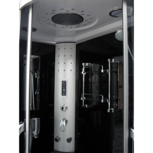 Cabina de dus cu sauna si hidromasaj montaj dreapta alba cu rame cromate 120 x 85 x 225 cm - Img 5