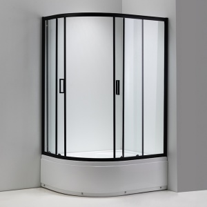 Cabina de dus din sticla securizata 5mm cu rame negre si cadita alba inclusa montaj stanga 115 x 85 cm - Img 6