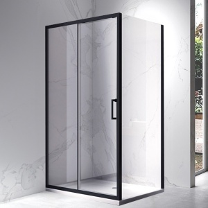 Cabina de dus dreptunghiulara cu rame negre sticla securizata si cadita alba de dus inclusa KZ104C/ST04C 120 x 90 cm - Img 2