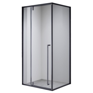 Cabina de dus dreptunghiulara din sticla securizata rame negre BS12D 90x80 cm