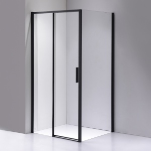 Cabina de dus dreptunghiulara din sticla securizata si rame negre Nova 120 x 80 cm - Img 4