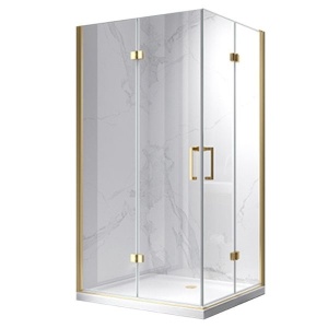 Cabina de dus KZ12B Dreptunghiulara, Design Modern 100x80cm, Culoare Auriu