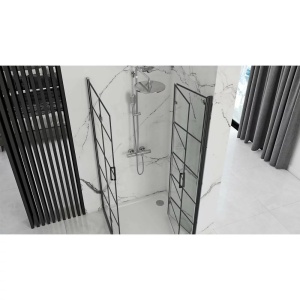 Cabina de dus patrata cu Usi Pliabile Rea Molier 90x90, Negru - Img 4