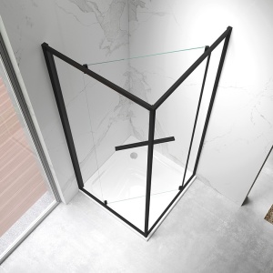 Cabina de dus Patrata KZ16C, Dimensiune 100x100cm, Culoare Negru - Img 4