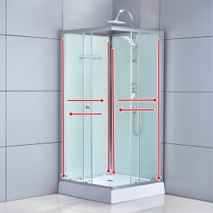 Cabina de dus patrata WSH308 ,cu cadita de dus 90x90 cm , Culoare Crom - Img 4